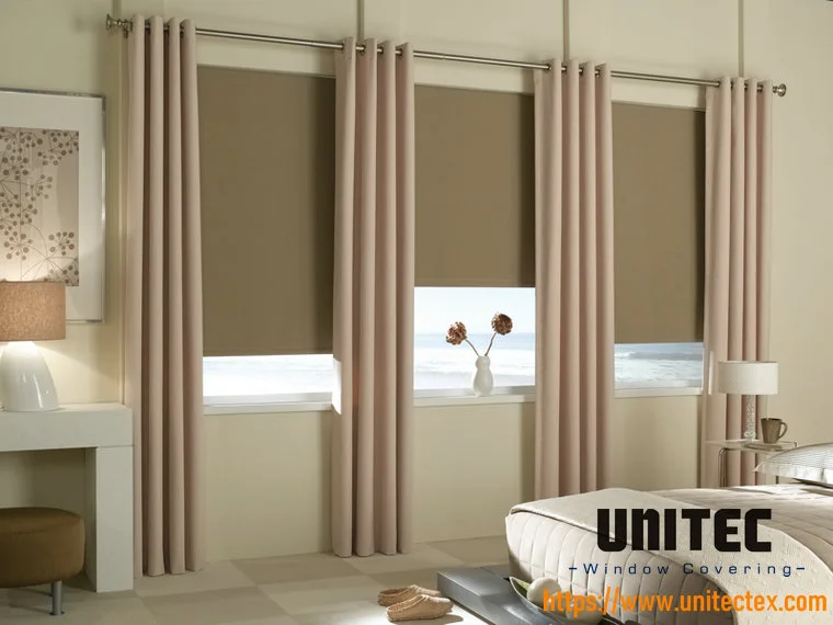 Blinds or curtain, blinds and curtain, Roller Blinds With Curtains, curtains with blinds behind, blinds with curtains ideas, do you need curtains with blinds, curtains and blinds together, Combine Blinds and Drapery, Blackout Blinds and Curtains, Hunter Douglas Roller Blinds, Roller blinds or curtains