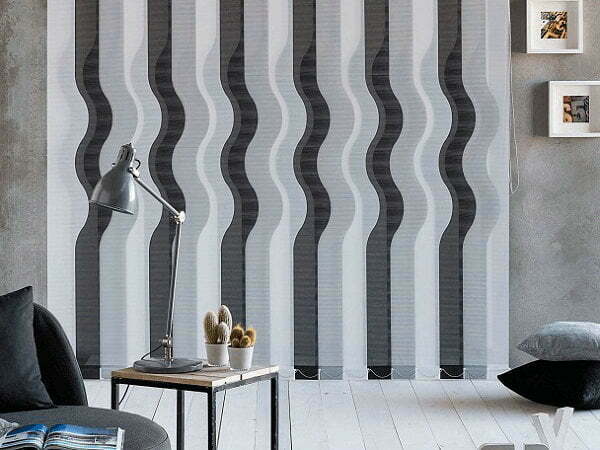 wavy vertical slats, s-shaped vertical blinds