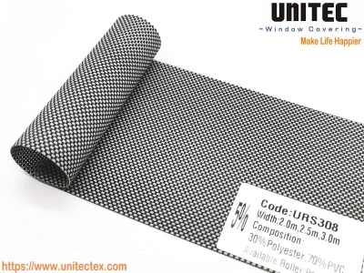 Roller Screen Shade Fabric Black Grey URS308