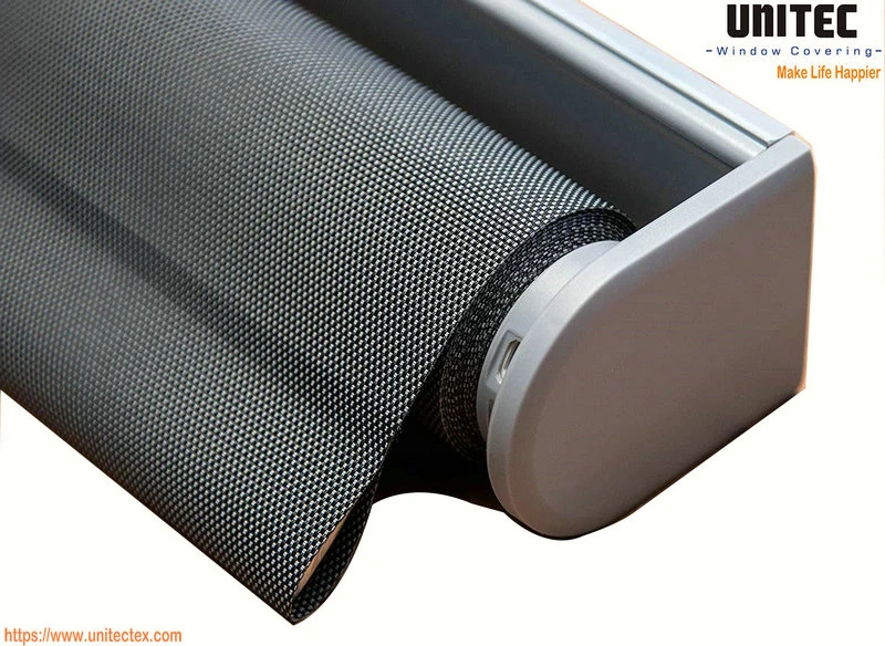 Roller Screen Shade Fabric supplier Black Grey URS308